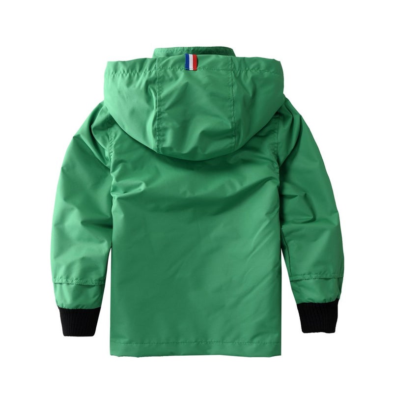 M2C Boys Hooded Rain Jacket Waterproof Light Windbreaker 3T Green - Image 2
